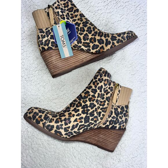 TOMS Sadie Leopard-Cheetah Round Toe Bootie Casual Boots Ankle Mid Heel - sz 7.5 - Picture 5 of 12